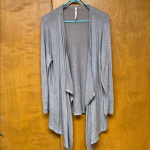 NY Collection Shimmering Silver Cardigan